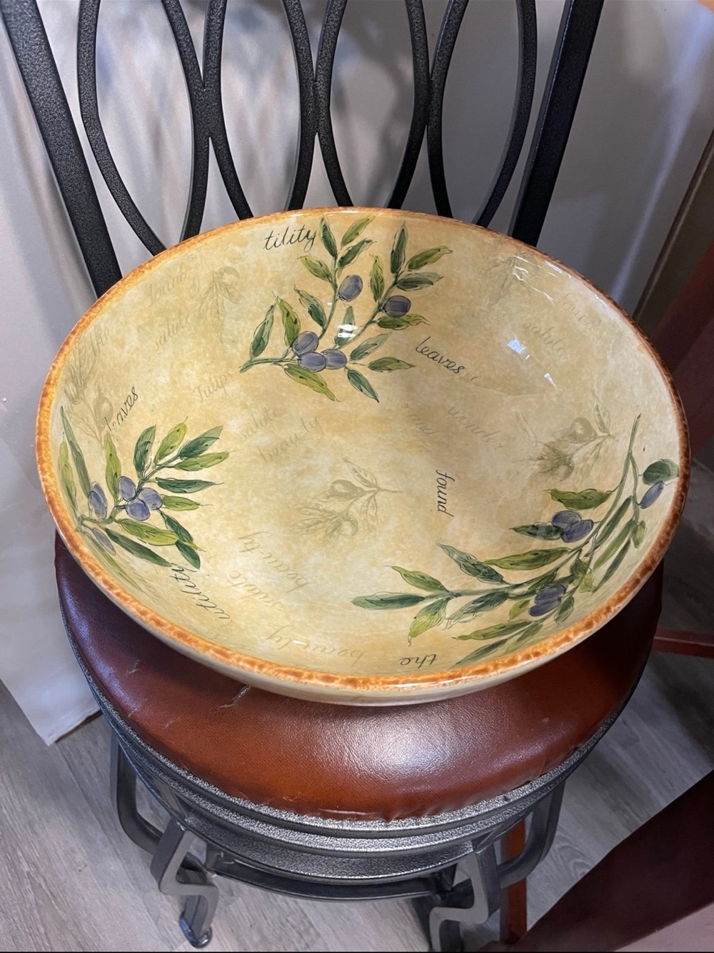 Olive Design Ceramic Italian Pasta Serving XL Rasp Bowl